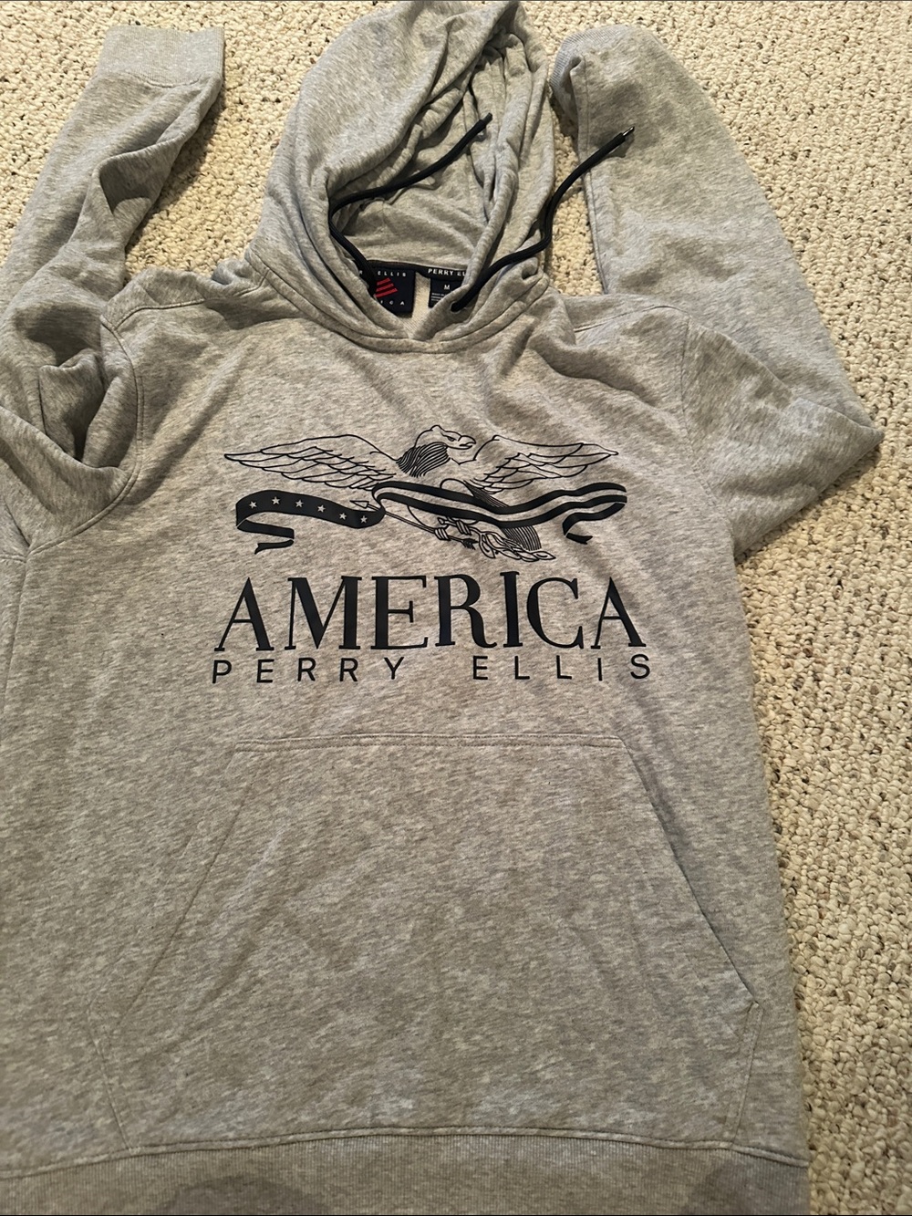 Perry Ellis Gray 'America' Graphic Hoodie
